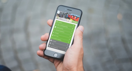 Dieses Bild zeigt ein Smartphone mit der neuen "Gladbeck-App"